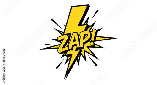 Yellow Comic Book Explosion Zap Lightning Bolt.