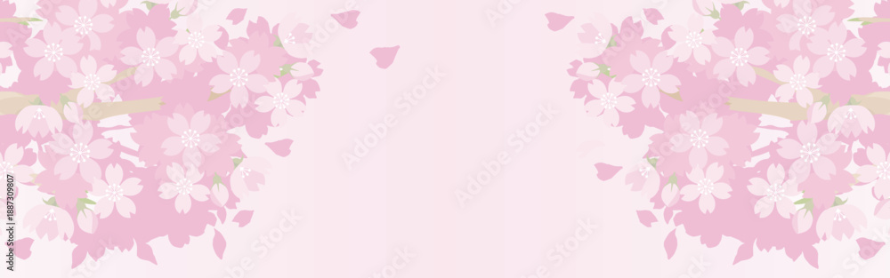 Obraz premium Cherry Blossom Background Banner. Sakura Flowers Frame