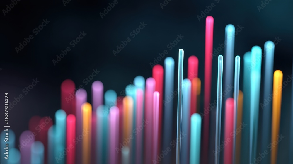 Obraz premium Abstract colorful glowing lines representing dynamic growth and progress in technology and innovation with a dreamy soft focus background