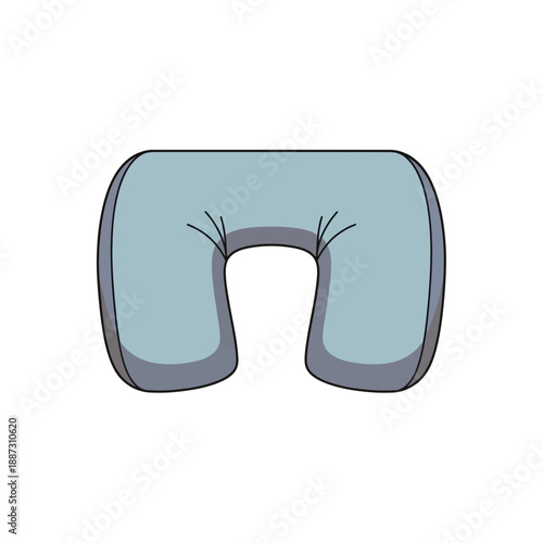 U-shaped travel neck pillow, light blue, isolated on white background