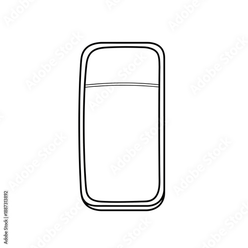Simple outline drawing of a sleeping bag on white background