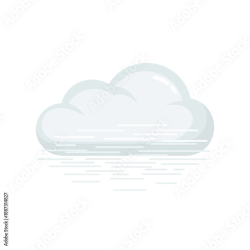 Fluffy cartoon cloud with subtle horizontal lines below