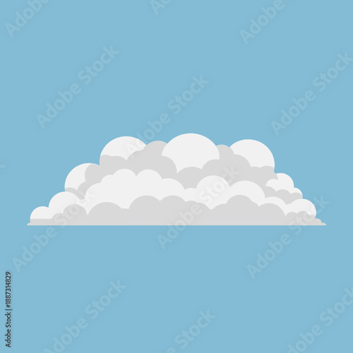 Fluffy cumulus cloud on blue sky background, flat illustration