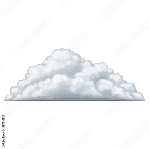 Fluffy Cumulus Cloud Illustration on White Background