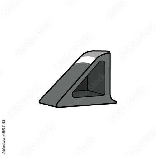 Gray industrial wheel chock isolated on white background