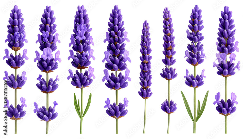 Fototapeta premium Lavender Flower Botanical Elements Set Calm Isolated Stock