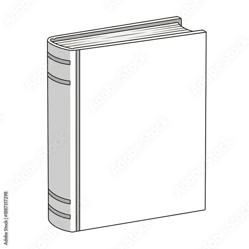 Blank book cover, isolated on white background.