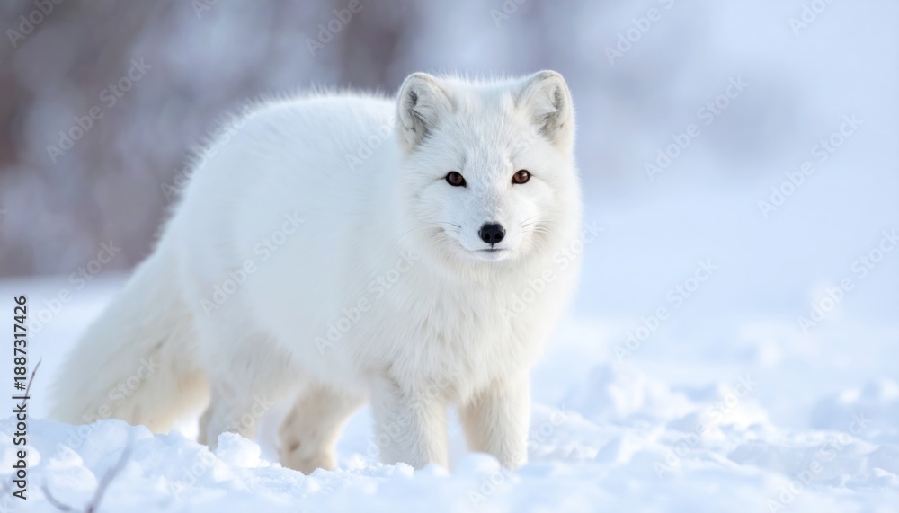 Fototapeta premium Arctic Fox in Winter Wonderland - A Portrait of Survival.
