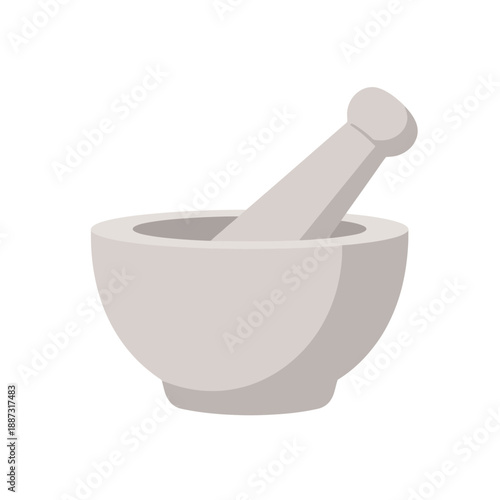 Stone mortar and pestle isolated on white background