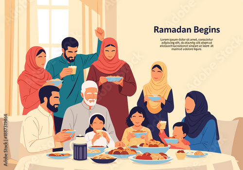 A heartwarming illustration of a family sharing a meal together, evoking feelings of unity and connection. Ideal for content related to family values,