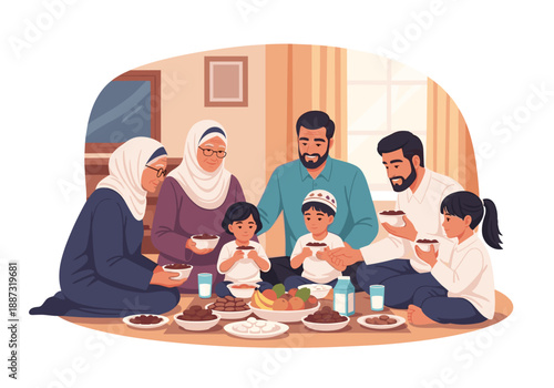 A heartwarming illustration depicts a grandmother and grandchild enjoying a meal together, evoking feelings of love, family connection, and cultural t