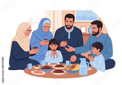 A heartwarming illustration depicting multiple generations of women enjoying a meal, evoking themes of family, tradition and connection. Ideal for con