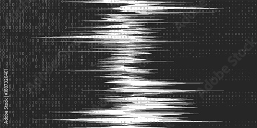 Abstract binary code wave of ones and zeros. Vector graphic pattern with digital stream