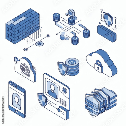 Cybersecurity Shield: An isometric illustration captures the essence of digital defense.