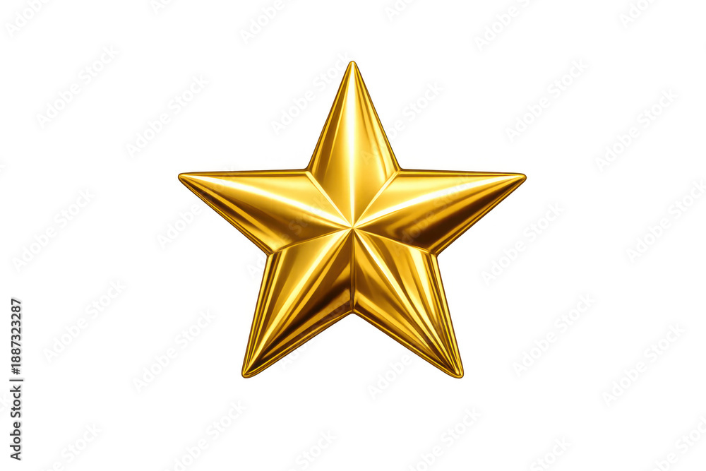 Obraz premium Shiny gold star symbol of achievement, winning, top performance, and premium quality, isolated on a transparent background