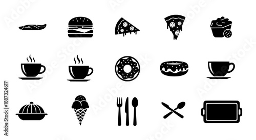 Delicious Food and Beverage Icon Collection for Restaurants and Cafes