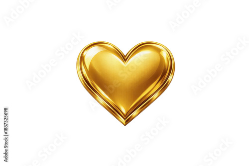 A glossy golden heart symbol with a metallic sheen, ideal for decorative, romantic, or celebratory themes. Representing love, affection, and luxury.