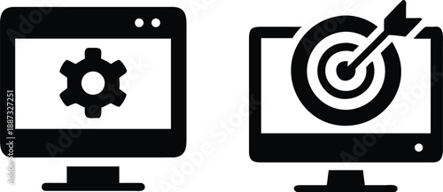 Digital precision and targeted objectives on computer screens Vector