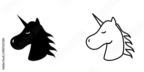 Unicorn set icon isolated on white background.