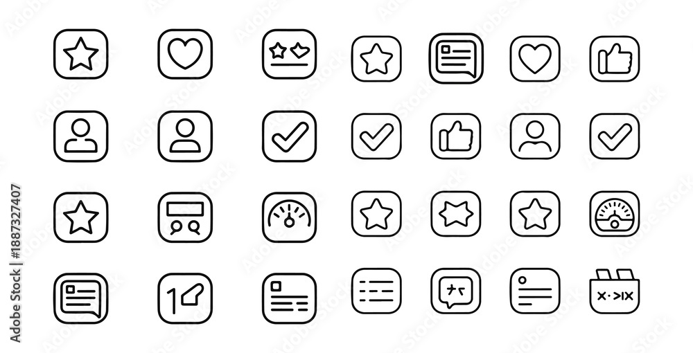 Fototapeta premium Minimalist user interface elements for website navigation and customer feedback symbols vector