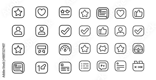 Minimalist user interface elements for website navigation and customer feedback symbols vector