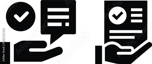 Hand offering check marked document with approval