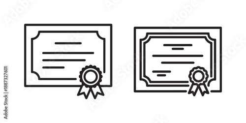 Two certificates displayed with official seals vector template