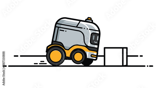 Autonomous Delivery Robot Vector Illustration