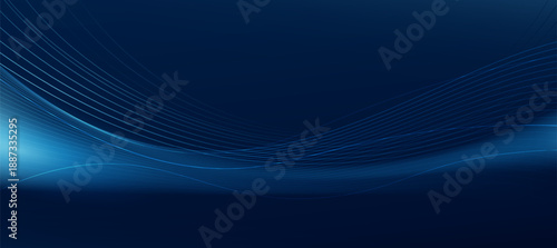 Abstract Modern Technology Background with Glowing Blue Curved Lines