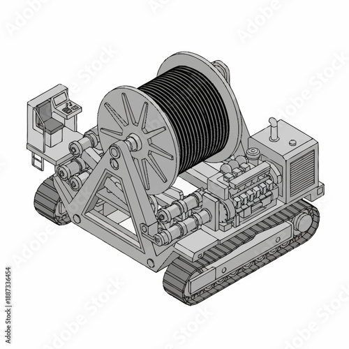 Heavy Duty Industrial Cable Winding Machine on Tracks.