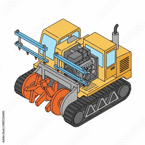 Heavy Duty Industrial Crawler Trencher Machine Illustration.