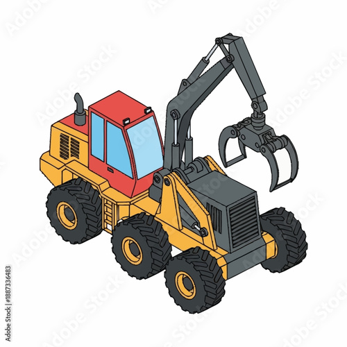 Heavy Duty Logging Machine with Grapple Claw.