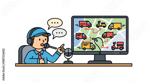 Dispatcher Tracking Delivery Vehicles on a Digital Map