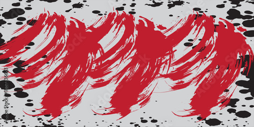 Red paint brush strokes on abstract grunge background with expressive artistic texture