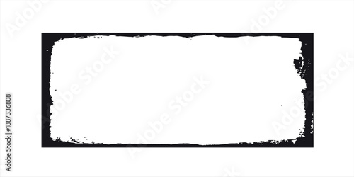 Textured black rectangular frame with rough, distressed white inner edges Perfect for overlays, borders, or graphic design elements