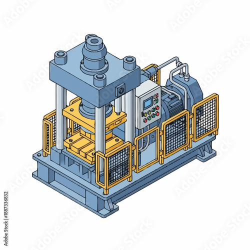 Industrial Hydraulic Press Machine with Safety Guards.
