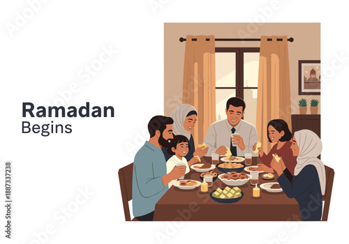 A minimalist illustration conveying the start of Ramadan. Ideal for seasonal greetings, social media posts, or articles about Islamic culture and trad