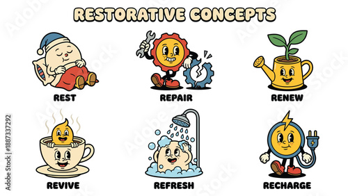 Restorative Concepts - Retro Cartoon Illustrations