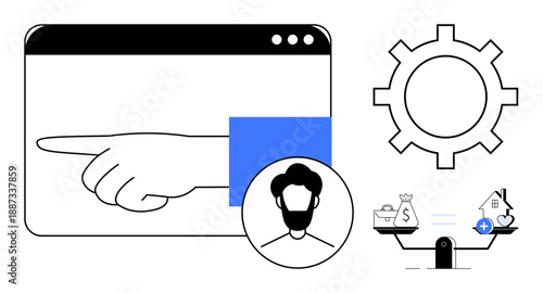 Business automation concept. Business automation tools aid decision-making and optimize financial balance. Business automation supports productivity, efficiency, and financial analysis. Useful