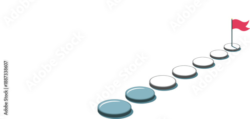 Stepping Stones to Success  Red Flag Goal Concept Illustration