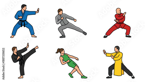 Martial Arts Illustration: Diverse Poses