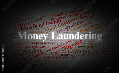 Money Laundering Word Cloud. Core Terms on Financial Crime and AML Compliance