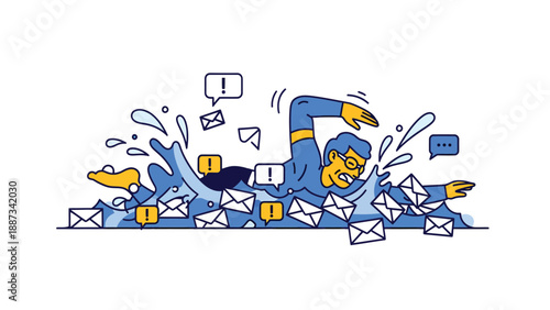 Drowning in Emails: Illustration of Information Overload
