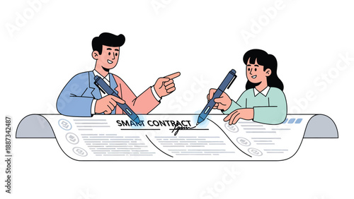 Smart Contract Signing: Digital Agreement Illustration
