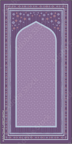 Elegant mihrab arch background with geometric mosaic pattern and soft purple color palette for mosque interior ramadan eid and spiritual decorative design
