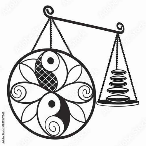 Balanced yin and yang symbol