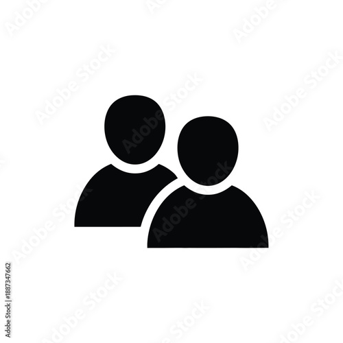 Simple black silhouette icon representing a group of two users or a team collaboration concept