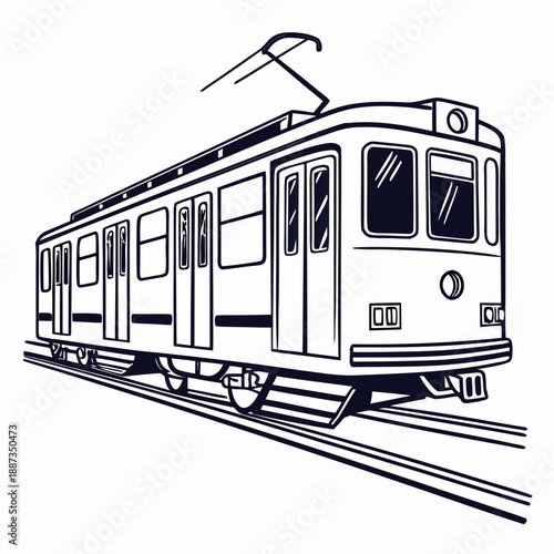 Vintage tram on rails