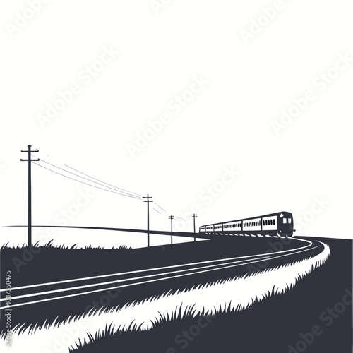 Train traveling along railroad track