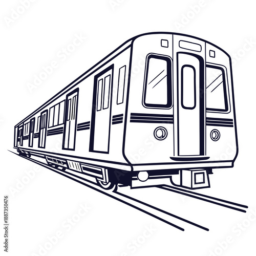 Modern train traveling on rails